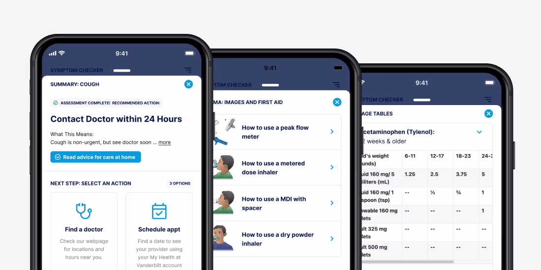 A cell phone with a screen displaying information about medications and first aid.