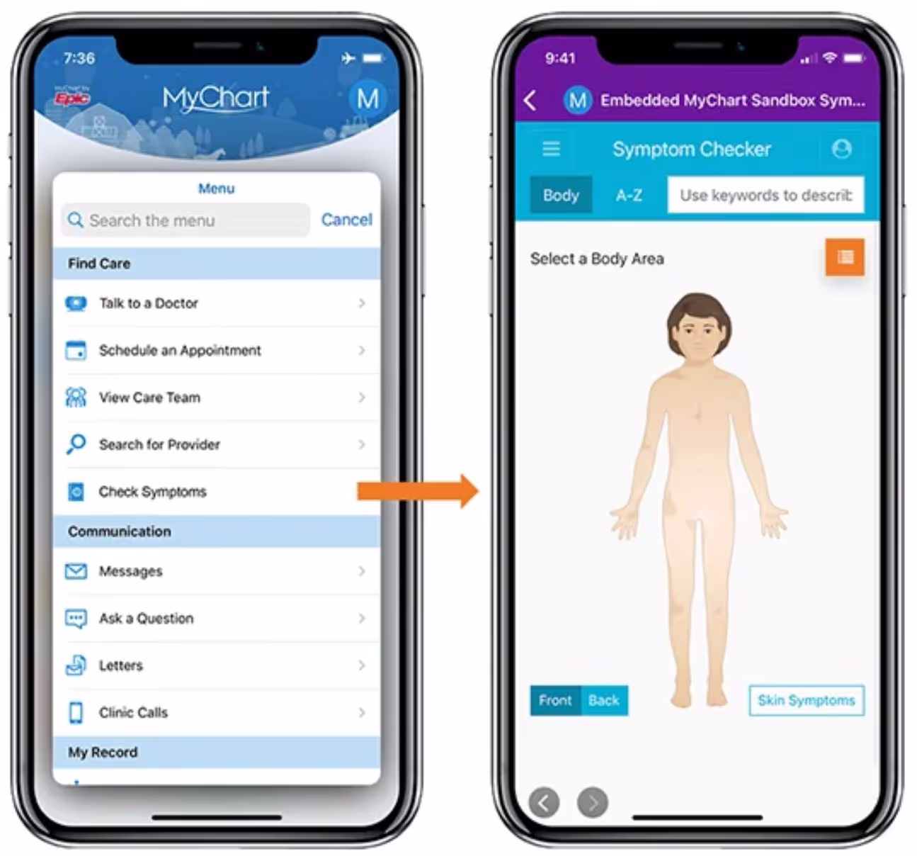 A smartphone with a medical app on the screen.
